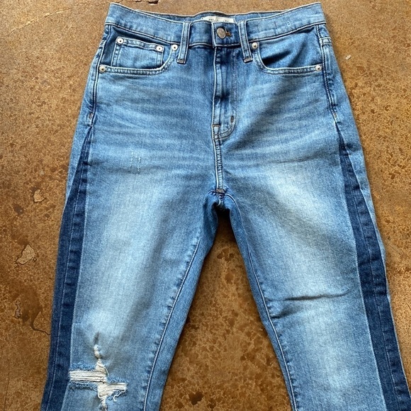 MADEWELL The High Rise Slim Boy Jean medium wash distressed cropped ankle jeans - Picture 2 of 8
